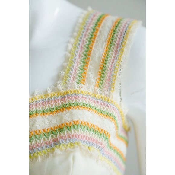 Vintage Pastel Yellow Empire Waist Cottage Core Summer Dress Small - Picture 3 of 12